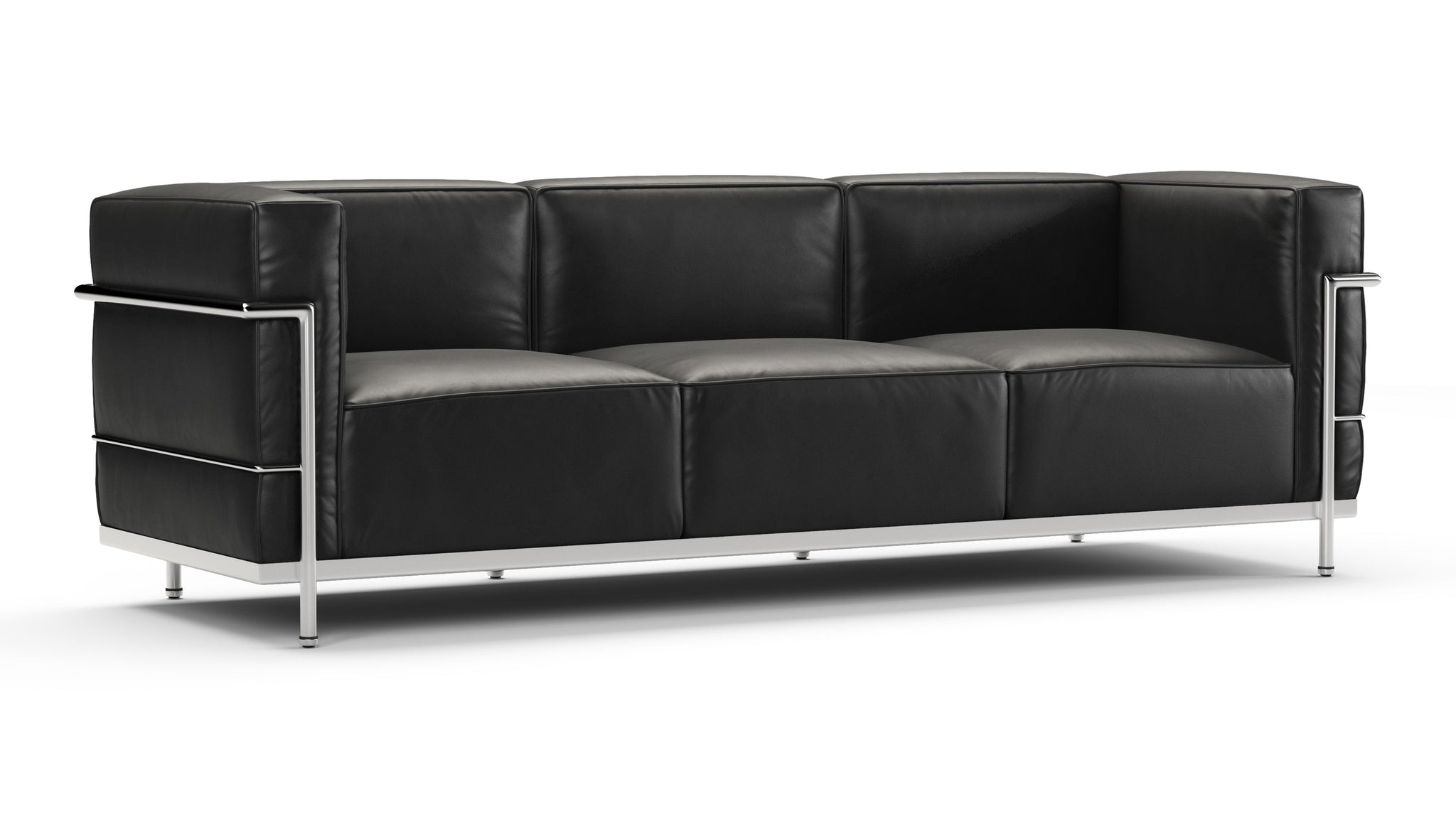 Corbusier - Corbusier Grand Modele Three Seater Sofa, Midnight Black Premium Leather