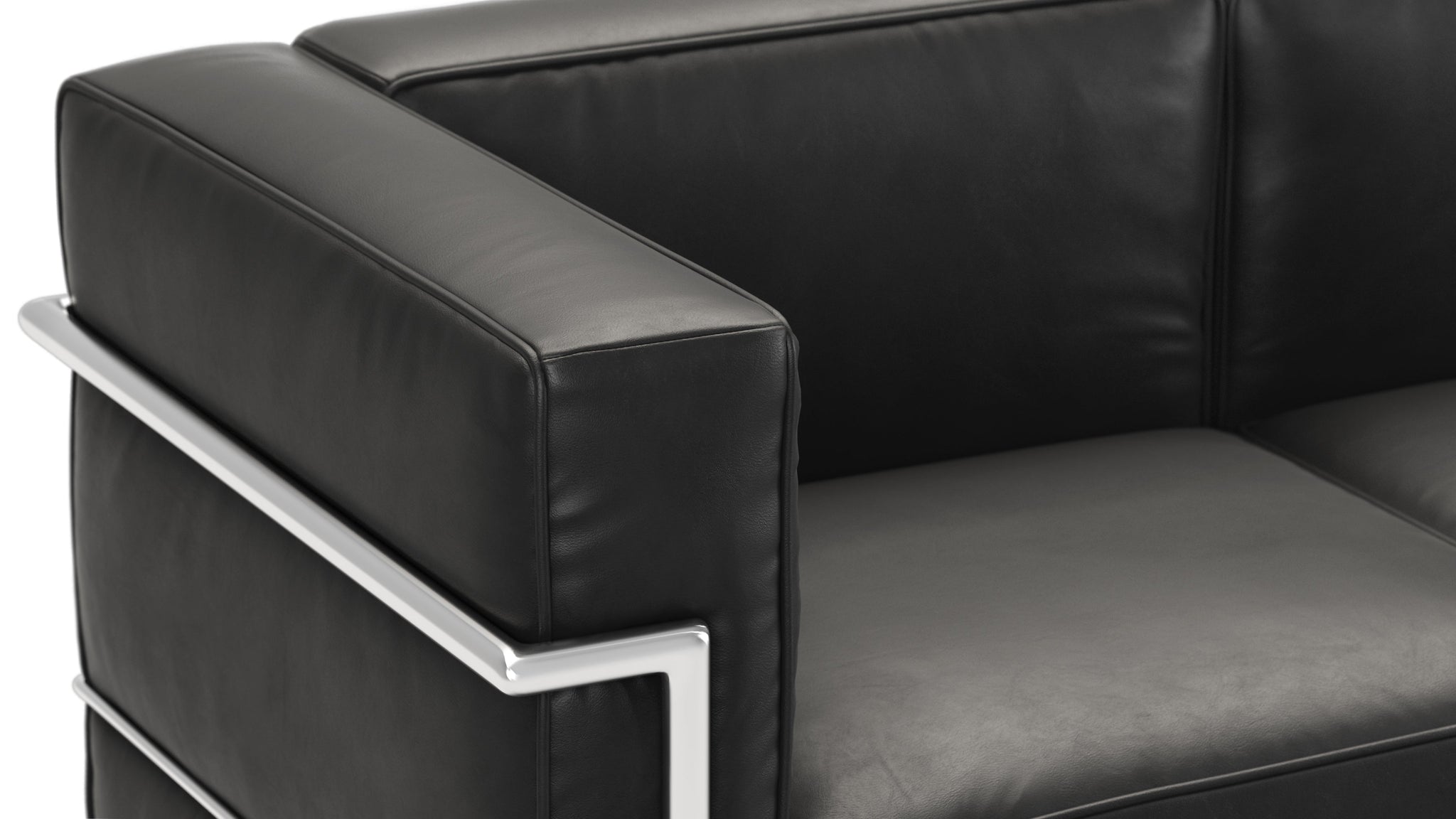 Corbusier - Corbusier Grand Modele Three Seater Sofa, Midnight Black Premium Leather