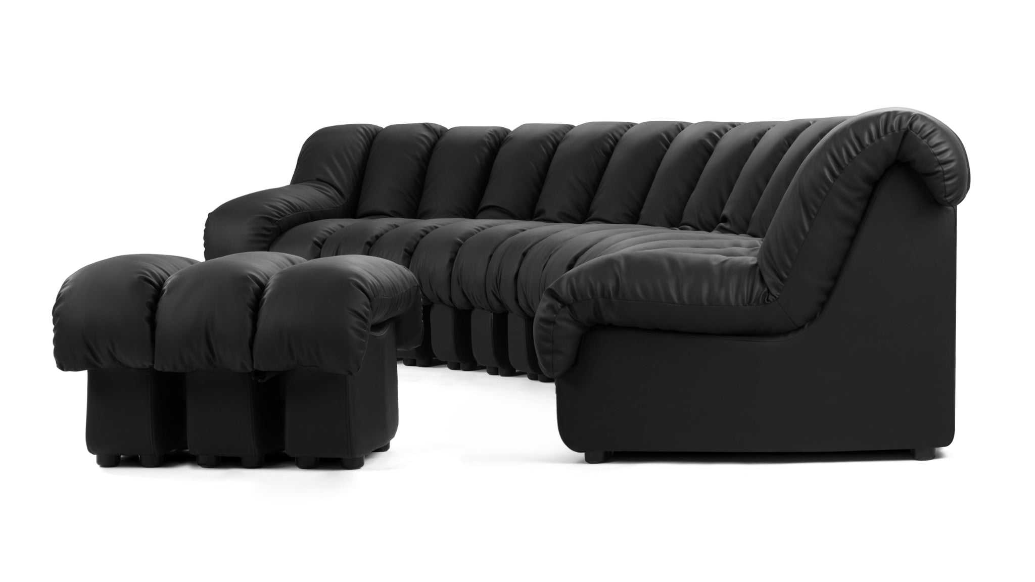 DS 600 - DS 600 Sectional Sofa, Combination 2, Left Arm, Black Vegan Leather