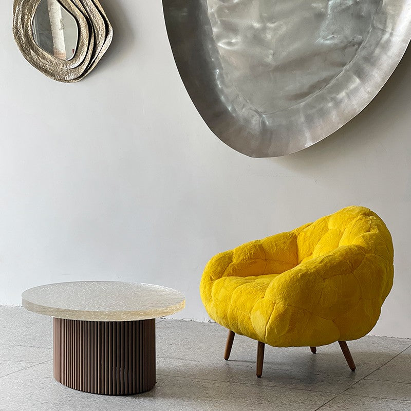 Yellow Plush Sofa Seat