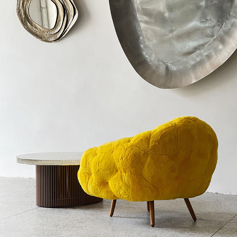 Yellow Plush Sofa Seat