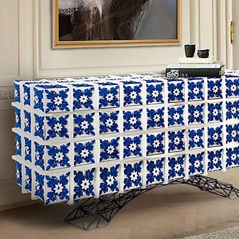 Blue Floral Mosaic Sideboard