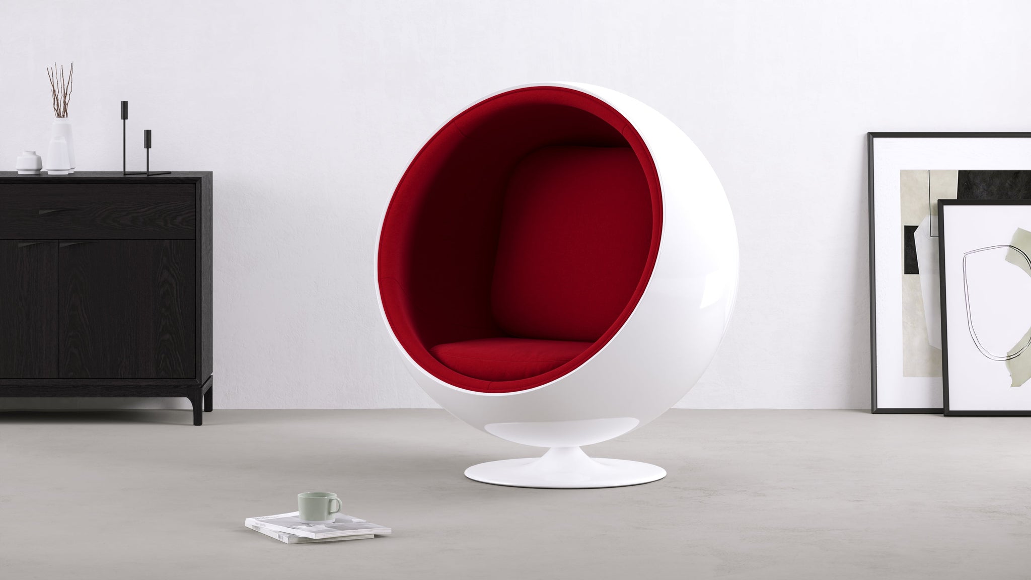 Ball - Ball Chair, Bold Red Wool