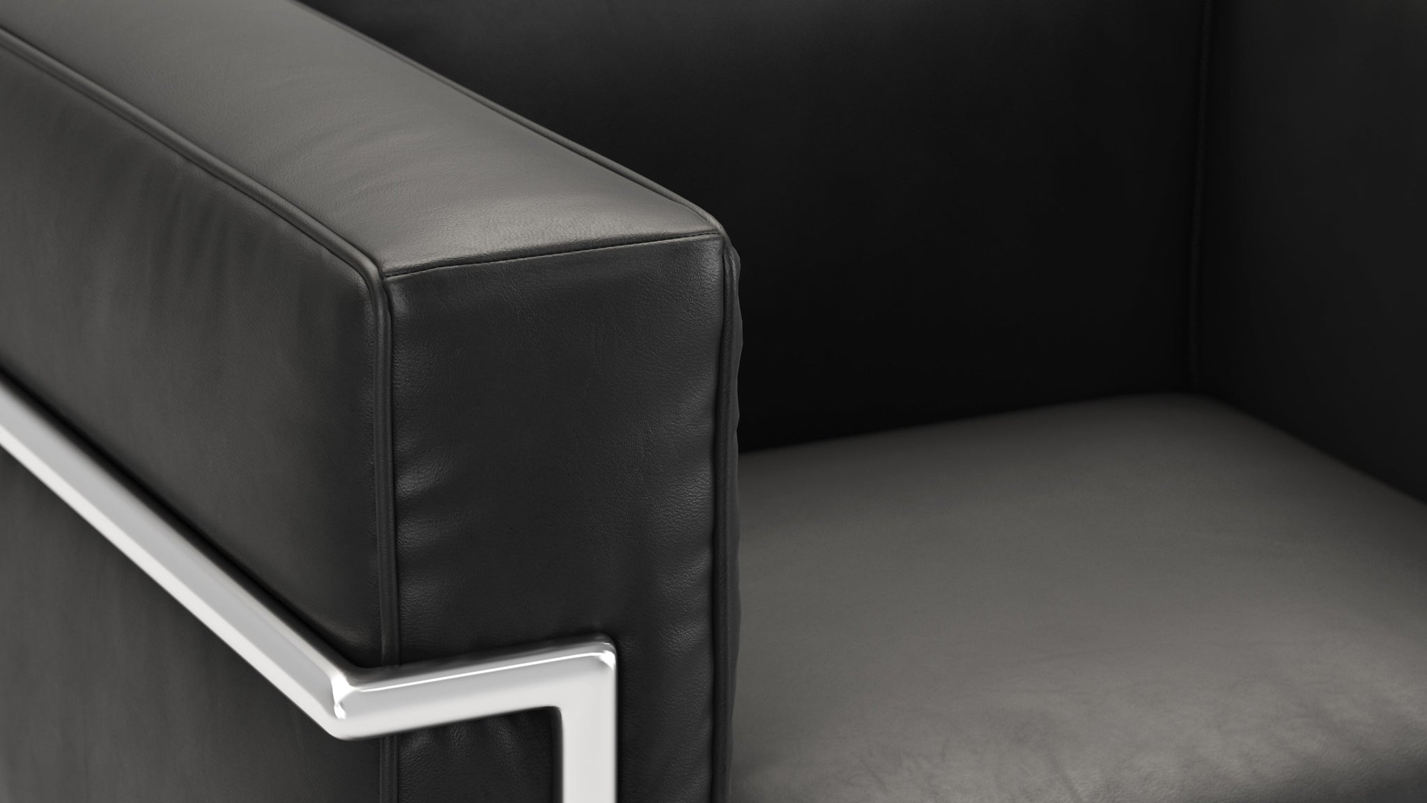 Corbusier - Corbusier Grand Modele Lounge Chair, Midnight Black Premium Leather