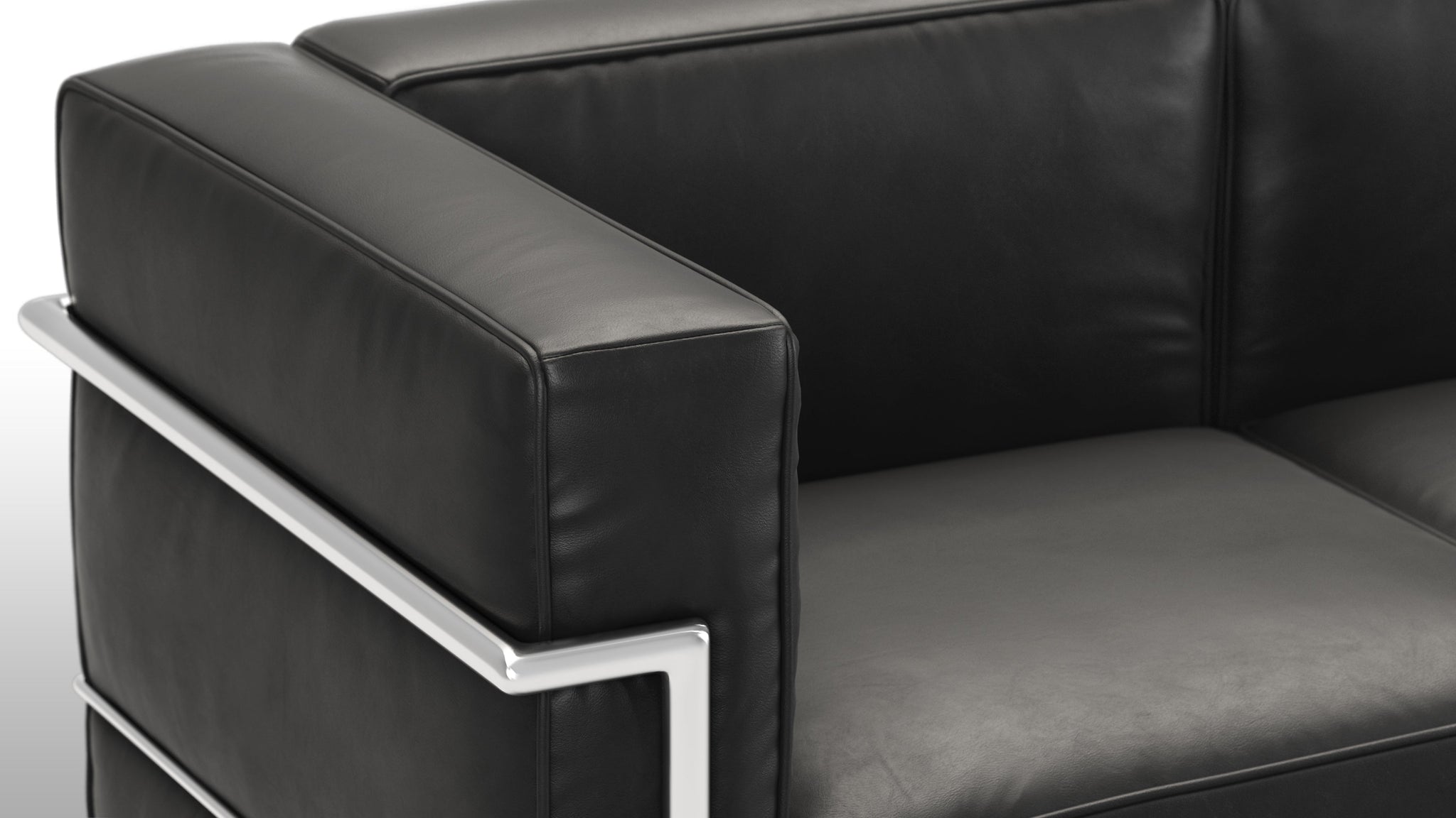 Corbusier - Corbusier Grand Modele Three Seater Sofa, Midnight Black Premium Leather