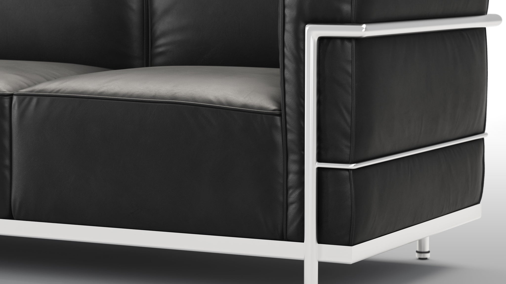 Corbusier - Corbusier Grand Modele Three Seater Sofa, Midnight Black Premium Leather